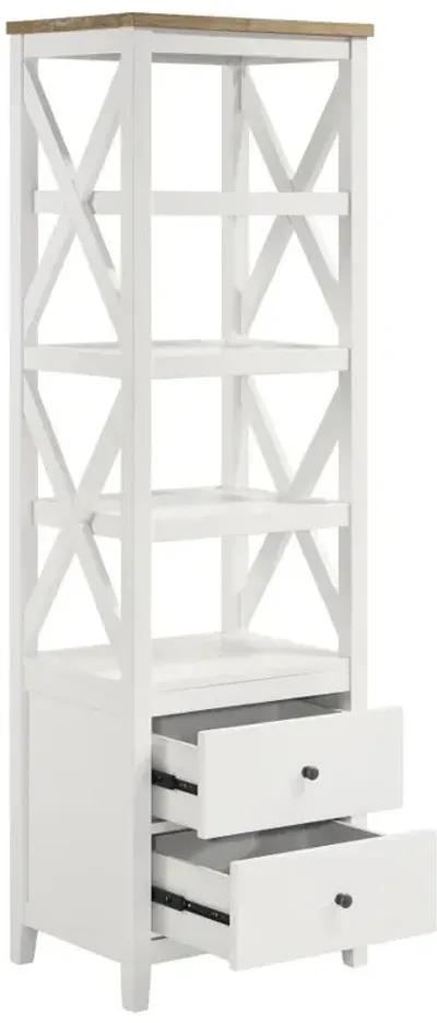 Angela 4-shelf Wooden Media Tower with Drawers Brown and White