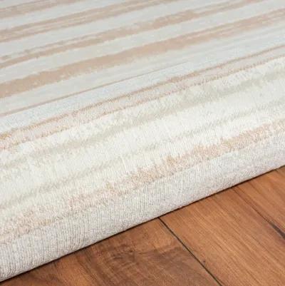 Imagica Neutral Distressed Striped Sandy Shores Contemporary Area Rug 9'6" x 13'