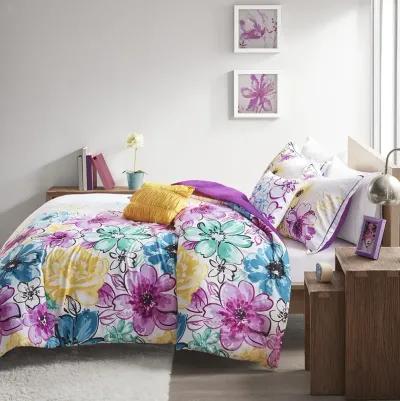 Intelligent Design Olivia Blue Floral Comforter Set