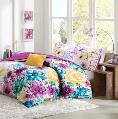 Intelligent Design Olivia Blue Floral Comforter Set