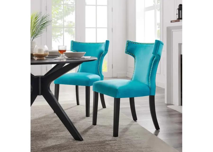 Curve Performance Velvet Dining Chairs - Set of 2