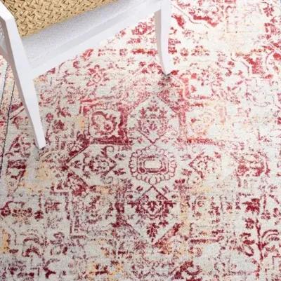 Brentwood 832 Ivory / Red 5'-3" X 7'-6" Medium Rectangle Powerloomed Rug