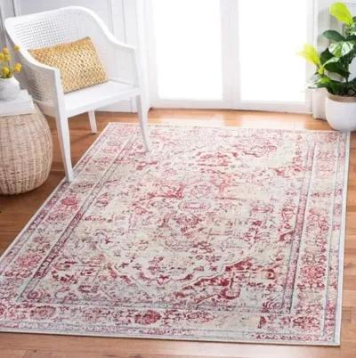 Brentwood 832 Ivory / Red 5'-3" X 7'-6" Medium Rectangle Powerloomed Rug