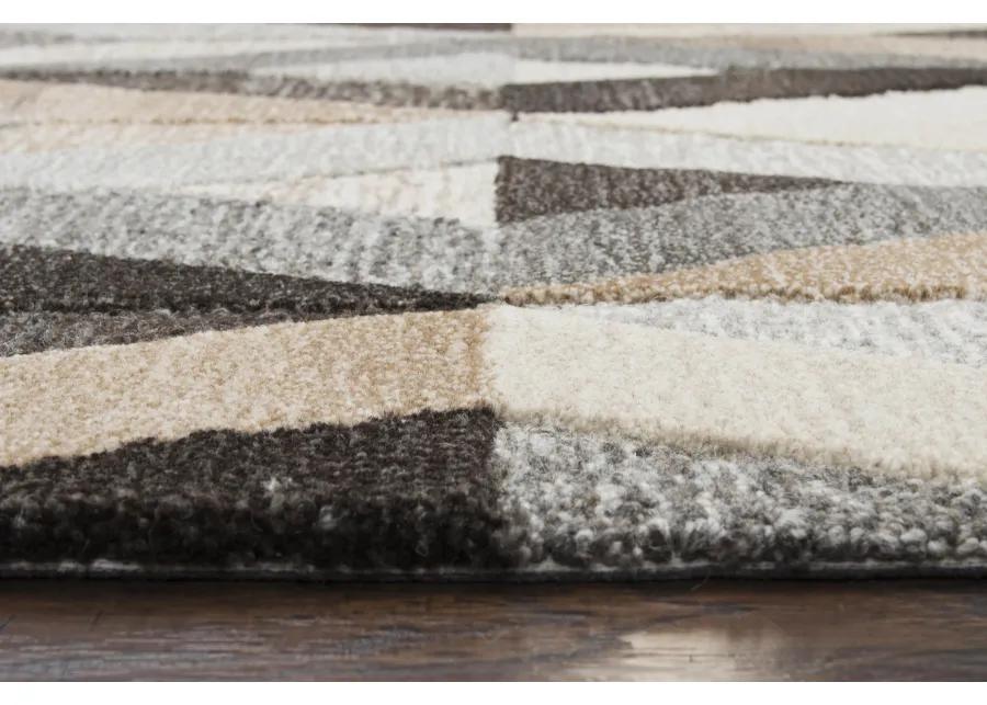 Suffolk Gray/Natural Geometric Wool 8' x 10' Rectangle Rug