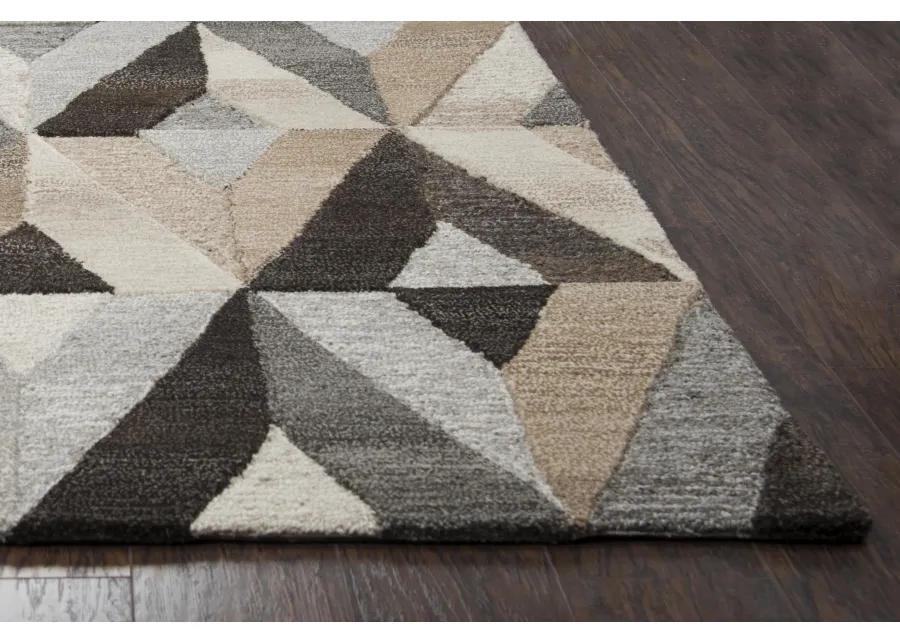 Suffolk Gray/Natural Geometric Wool 8' x 10' Rectangle Rug