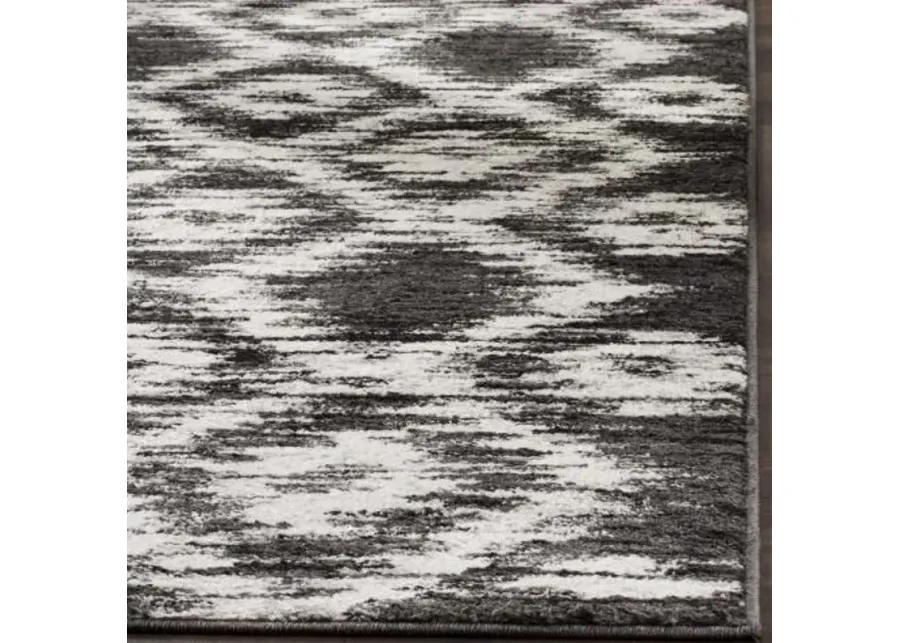 Adirondack Contemporary Charcoal / Ivory 4' X 4' Square Powerloomed Rug