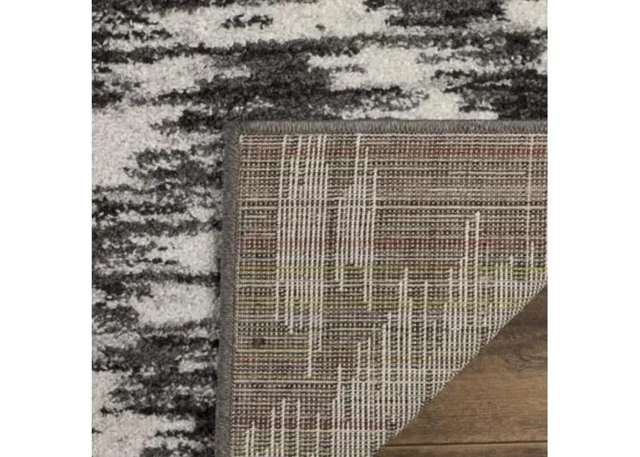 Adirondack Contemporary Charcoal / Ivory 4' X 4' Square Powerloomed Rug