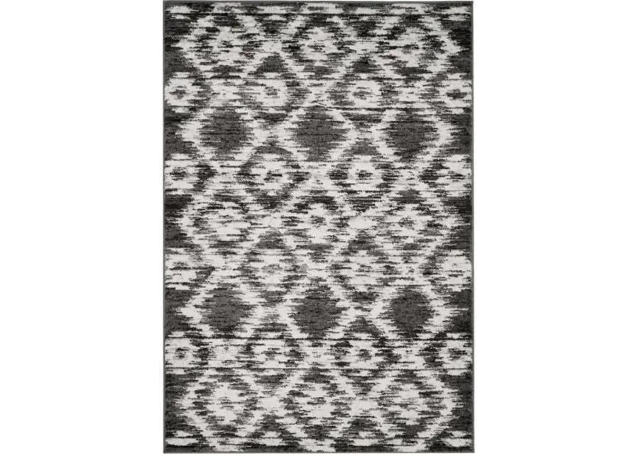 Adirondack Contemporary Charcoal / Ivory 4' X 4' Square Powerloomed Rug