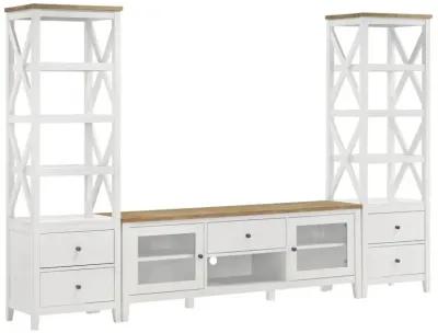 Angela 2-door Wooden 67" TV Stand Brown and White