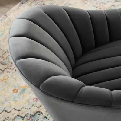 Buoyant Vertical Channel Tufted Accent Lounge Performance Velvet Swivel Chair