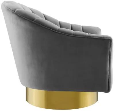 Buoyant Vertical Channel Tufted Accent Lounge Performance Velvet Swivel Chair