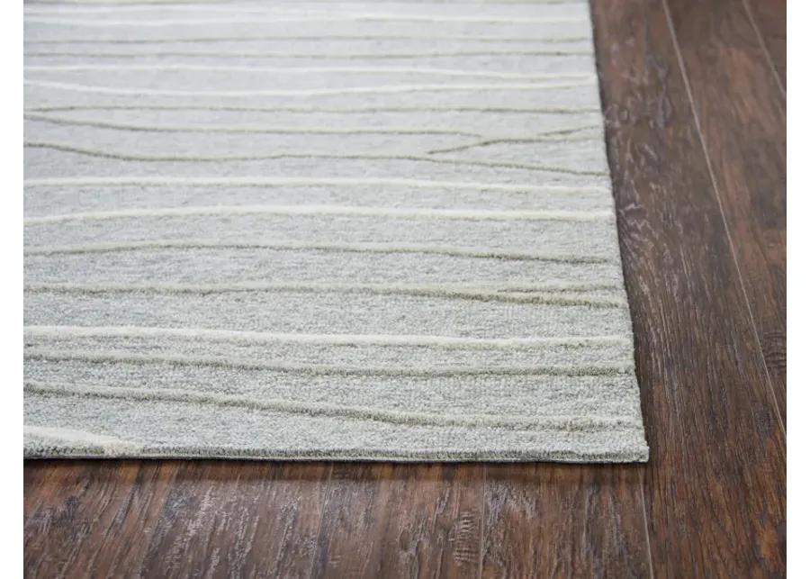 Idyllic Gray/Natural  Lines Wool 5' x 8' Rectangle Rug