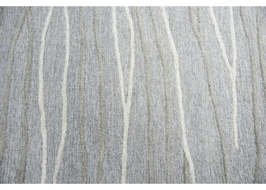 Idyllic Gray/Natural  Lines Wool 5' x 8' Rectangle Rug