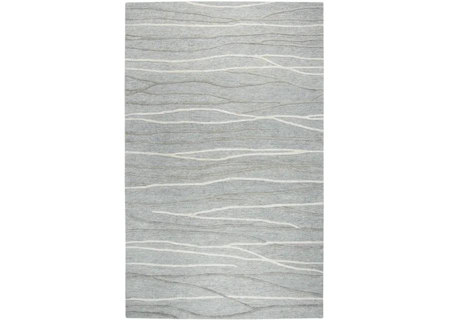 Idyllic Gray/Natural  Lines Wool 5' x 8' Rectangle Rug