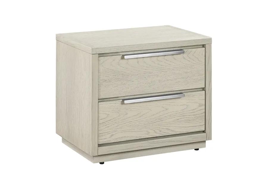 Abbey 2 Drawer Nightstand in Gray Oak Wood