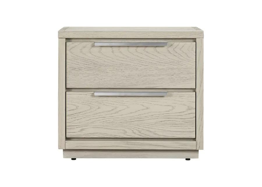 Abbey 2 Drawer Nightstand in Gray Oak Wood