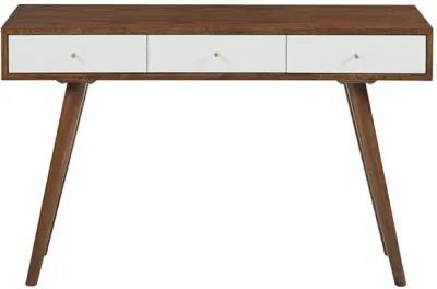 Madison Park Rigby White/Pecan 3 Drawer Writing Desk