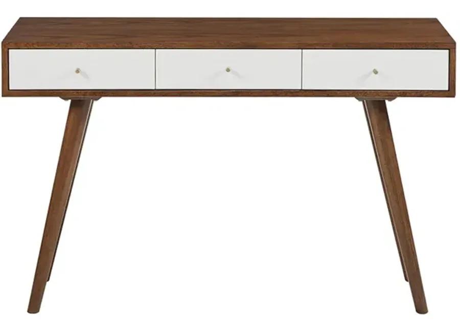 Madison Park Rigby White/Pecan 3 Drawer Writing Desk