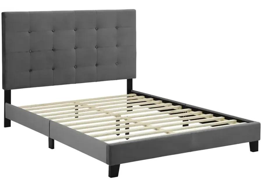 Melanie Queen Tufted Button Upholstered Performance Velvet Platform Bed