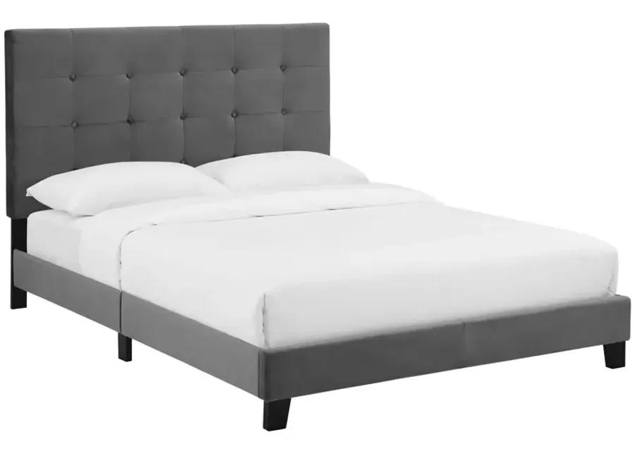 Melanie Queen Tufted Button Upholstered Performance Velvet Platform Bed