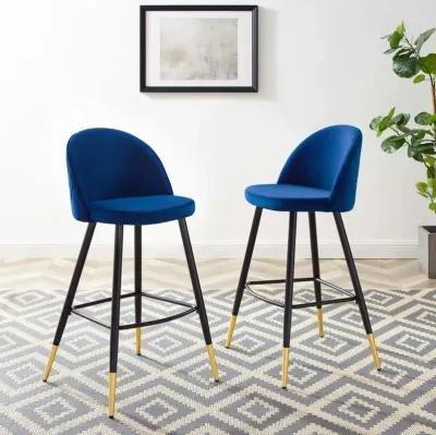 Cordial Performance Velvet Bar Stools - Set of 2