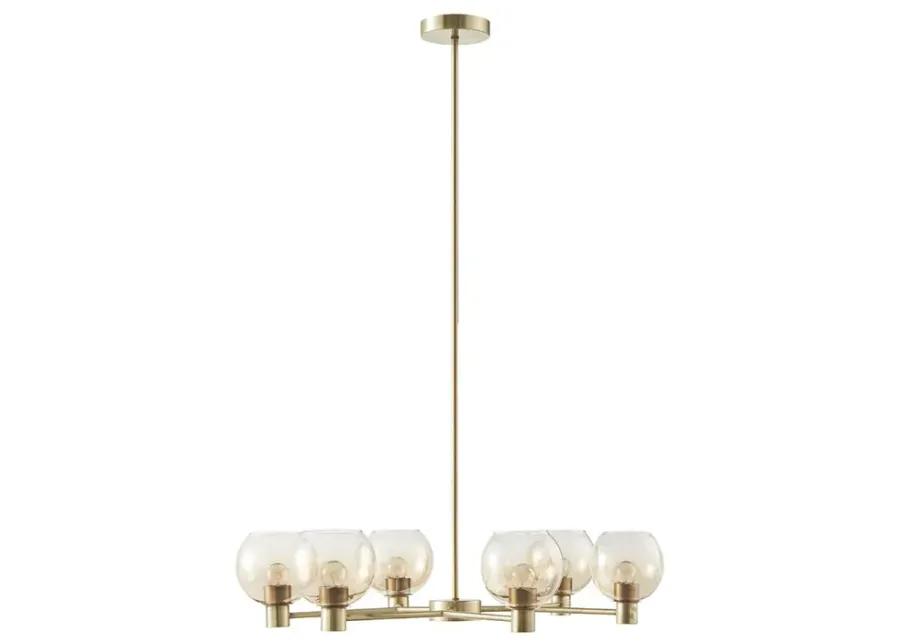 INK+IVY Blaire Antique Brass/Amber 6-light Ombre Glass Globe Chandelier