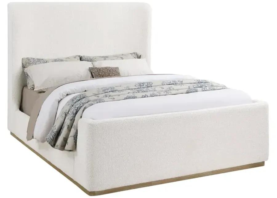 Nala Upholstered Queen Wingback Platform Sleigh Bed Cream