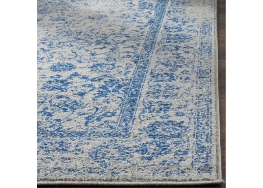 Adirondack Contemporary Grey / Blue 2'-6" X 18' Powerloomed Rug