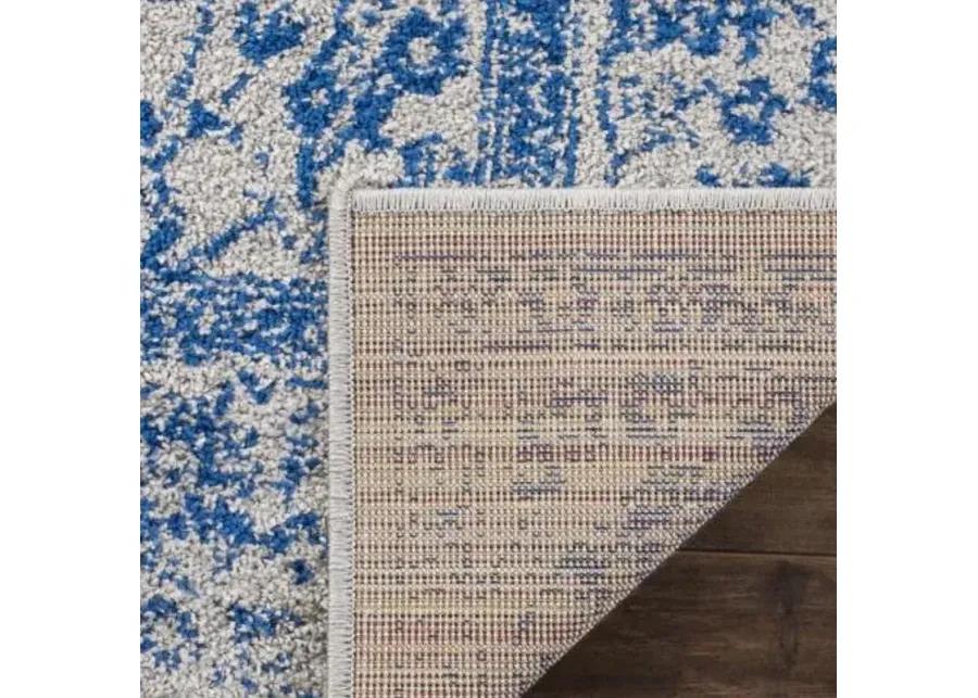 Adirondack Contemporary Grey / Blue 2'-6" X 18' Powerloomed Rug