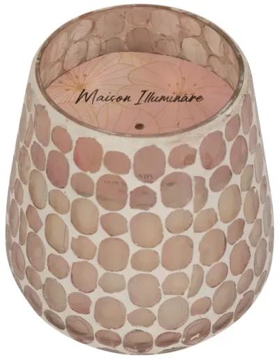 Glass, 5" 18 Oz Mosaic Scented Candle, Soft Pink