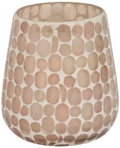 Glass, 5" 18 Oz Mosaic Scented Candle, Soft Pink