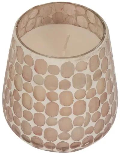 Glass, 5" 18 Oz Mosaic Scented Candle, Soft Pink