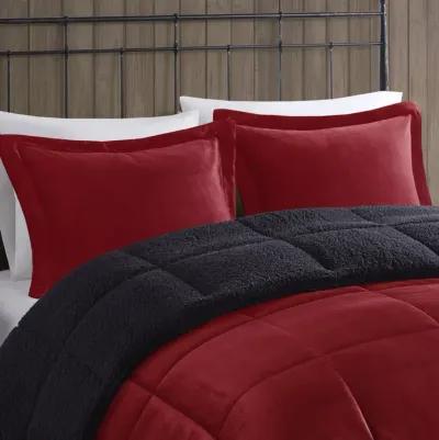 Woolrich Alton Red/Black Plush to Sherpa Down Alternative Comforter Set