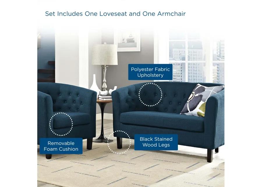 Prospect 2 Piece Upholstered Fabric Loveseat and Armchair Set