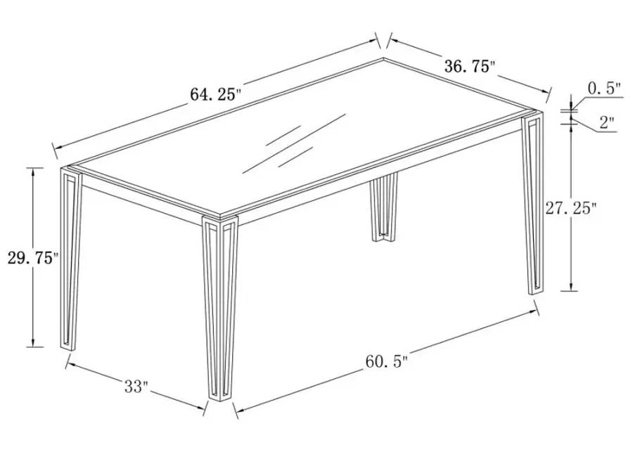 Pauline Rectangular Dining Table with Metal Leg White and Chrome