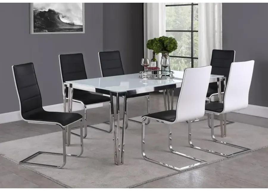 Pauline Rectangular Dining Table with Metal Leg White and Chrome