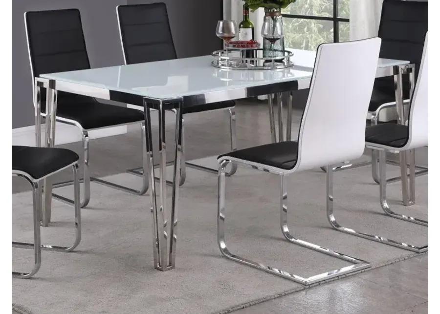 Pauline Rectangular Dining Table with Metal Leg White and Chrome