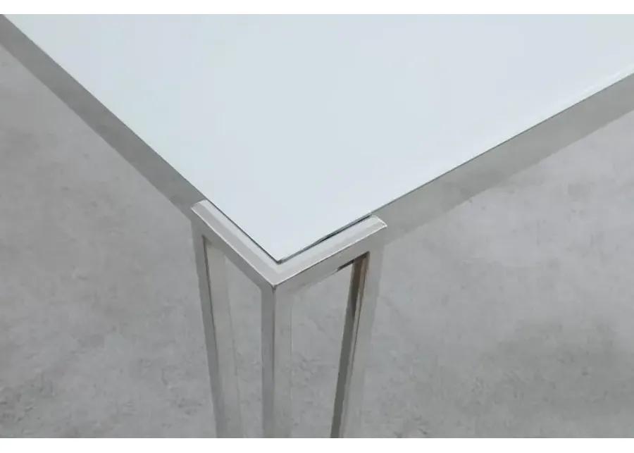 Pauline Rectangular Dining Table with Metal Leg White and Chrome