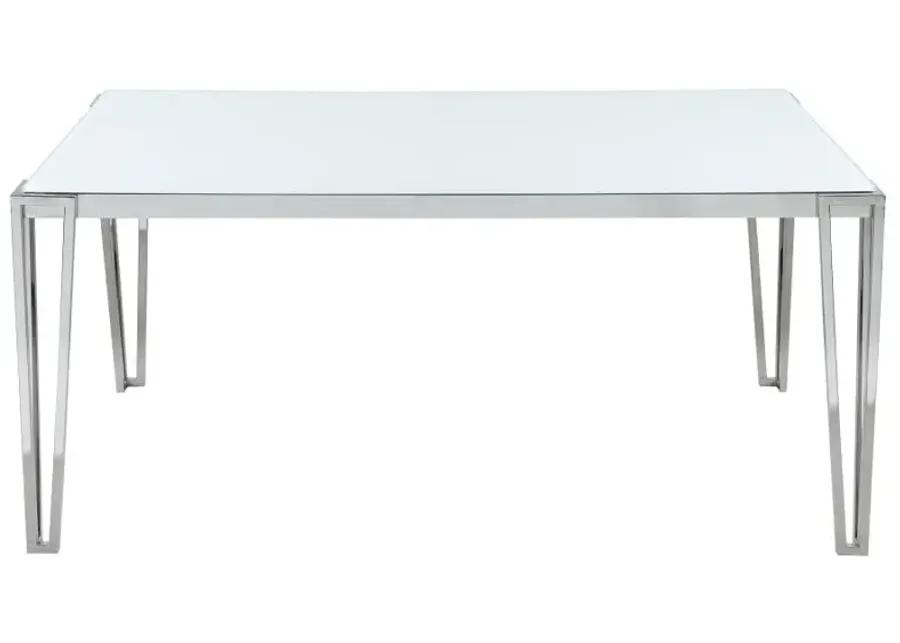 Pauline Rectangular Dining Table with Metal Leg White and Chrome