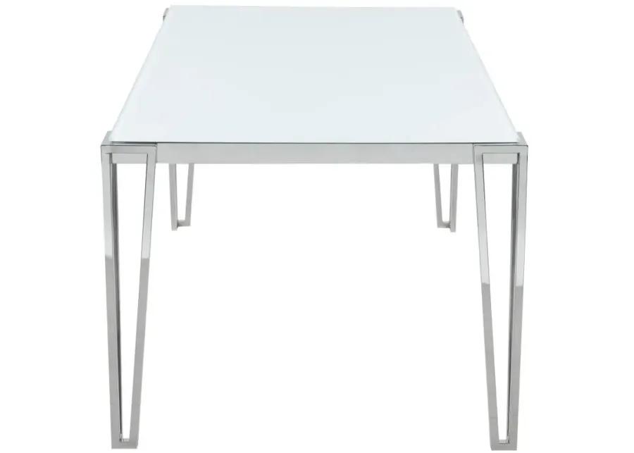 Pauline Rectangular Dining Table with Metal Leg White and Chrome