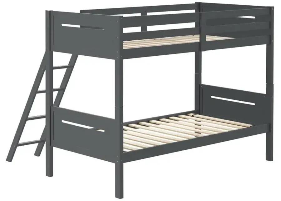 Littleton Twin Over Twin Bunk Bed Grey