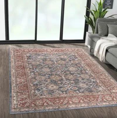 Madison Park Faith Blue/Red Persian Bordered Traditional Woven Area Rug