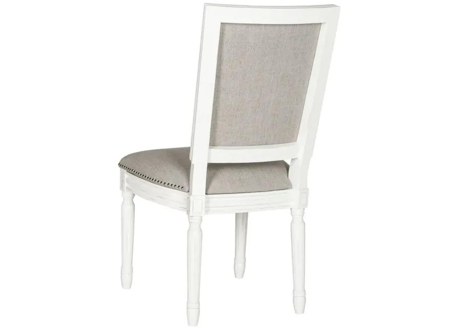 BUCHANAN 19''H FRENCH BRASSERIE LINEN RECT SIDE CHAIR - SILVER NAIL HEADS - Set of 2