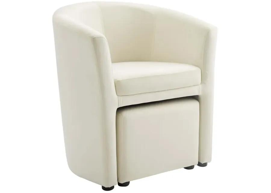 Divulge Performance Velvet Arm Chair and Ottoman Set