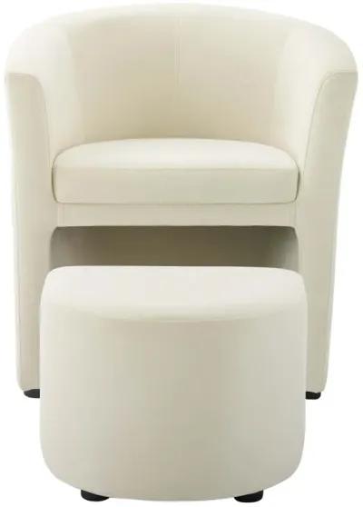 Divulge Performance Velvet Arm Chair and Ottoman Set