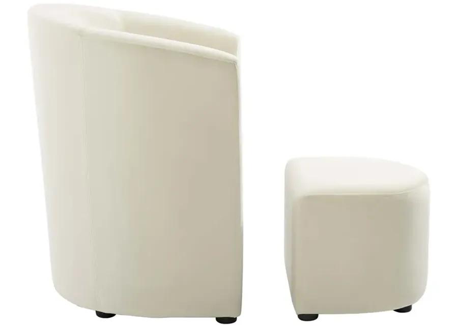 Divulge Performance Velvet Arm Chair and Ottoman Set