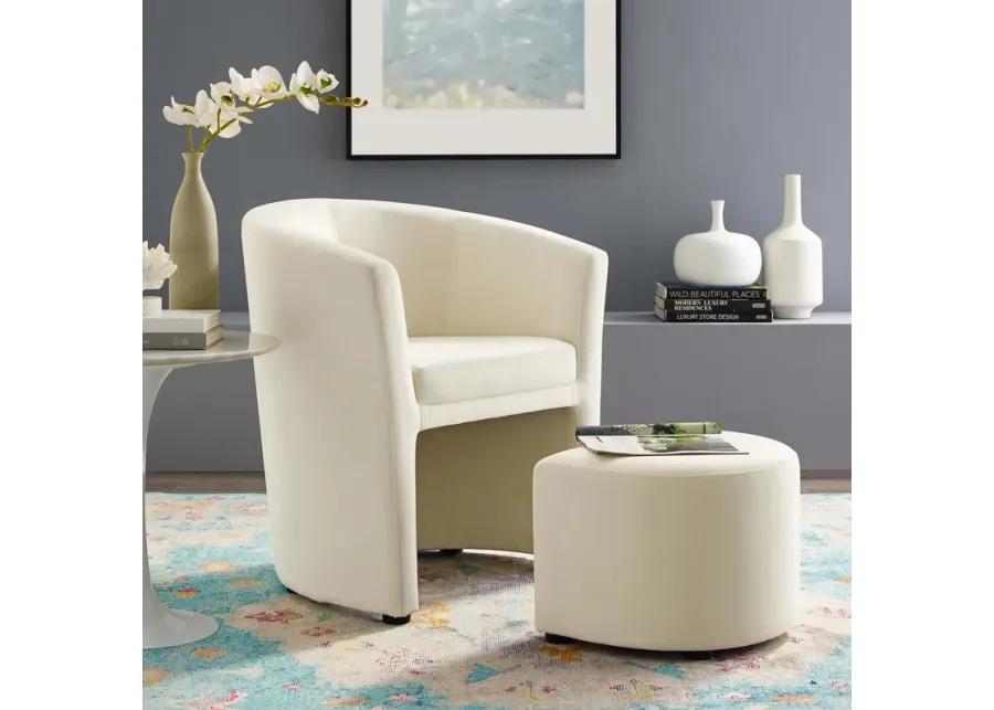 Divulge Performance Velvet Arm Chair and Ottoman Set