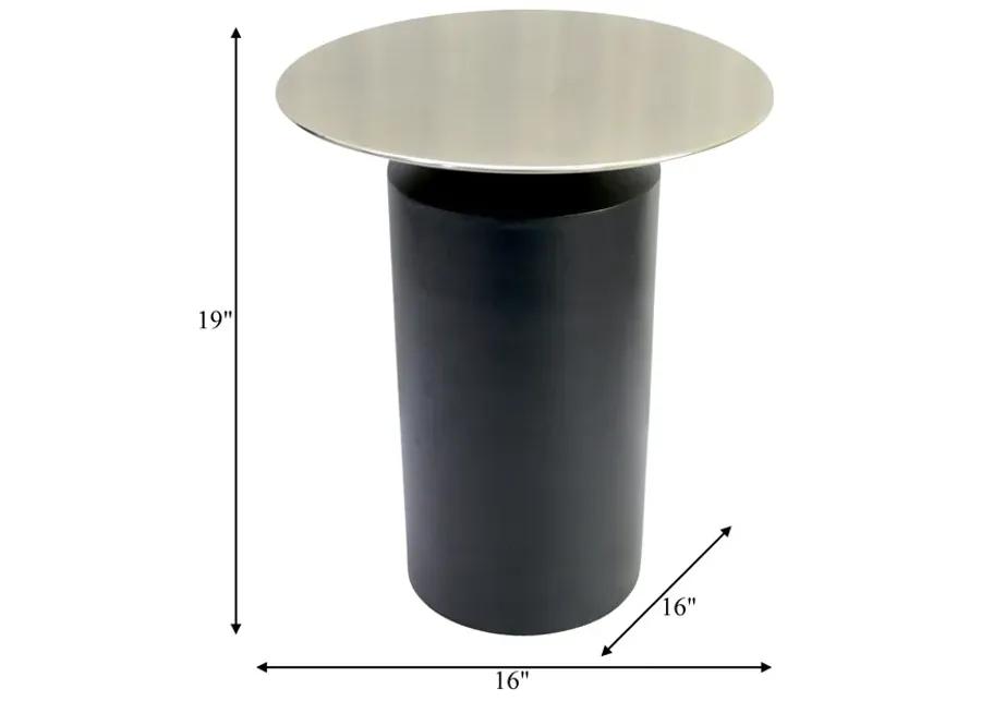 Metal, 19" Cylinder Accent Table, Black Kd