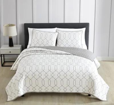 Alexander 3 pc Coverlet Set White/Gray