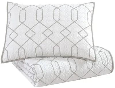 Alexander 3 pc Coverlet Set White/Gray